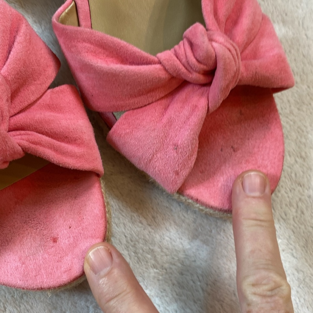 Talbots pink suede knot espadrille Pamela low heel ankle strap sandals Sz 6.5 - Picture 8 of 16
